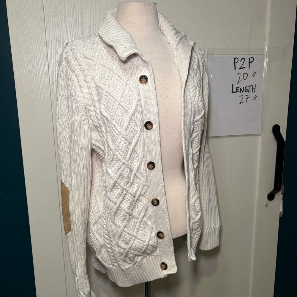 Swedish Cotton Cable‎ Knit Cardigan | heritage alpine sweater-Medium/ grandpa - Picture 3 of 16